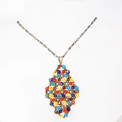 Pendant 65cm - Xochitl Rhombus M-Bronze Chain - Pendant 65cm - Laiton bronze